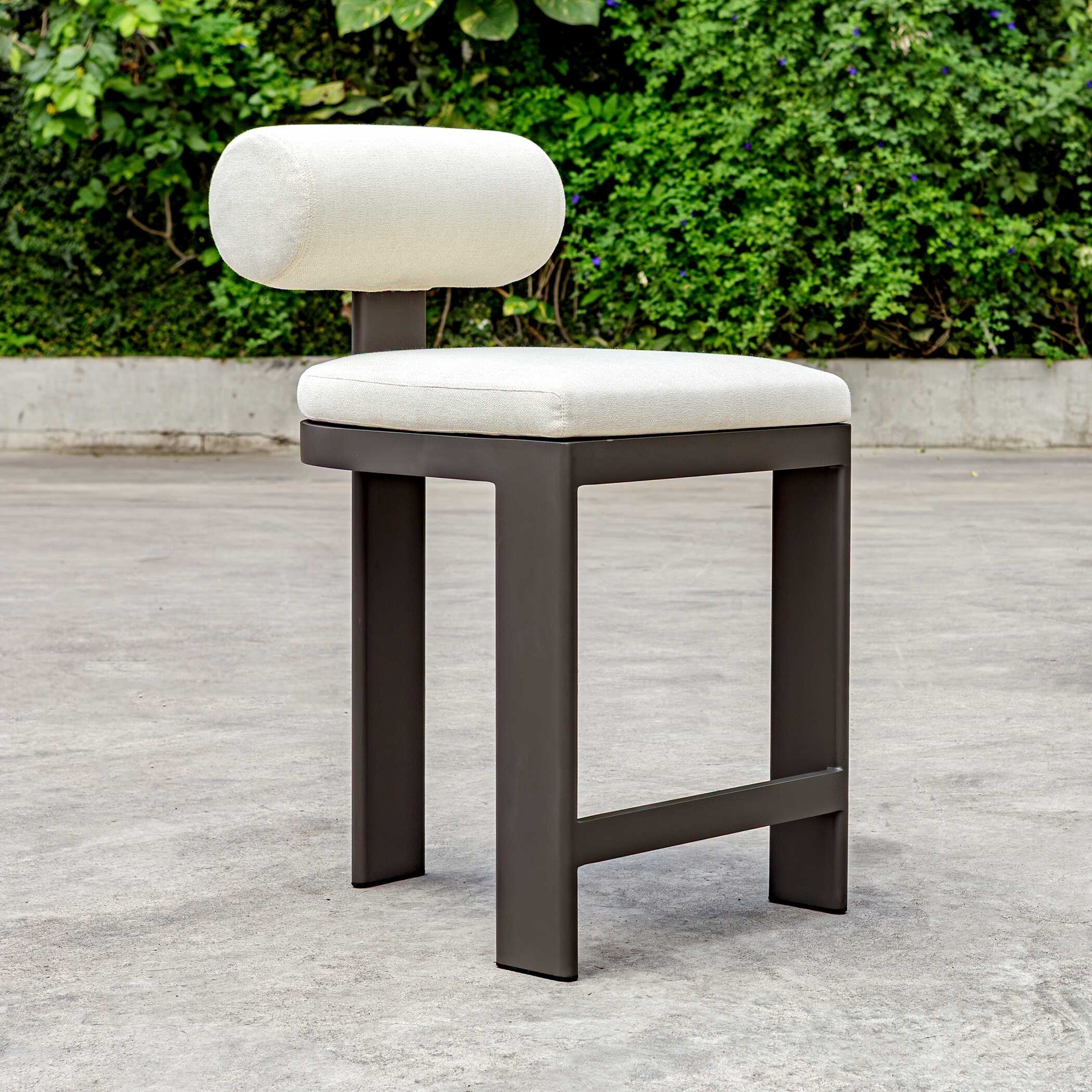 Bolster Back White Outdoor Counter Stool - Image 1