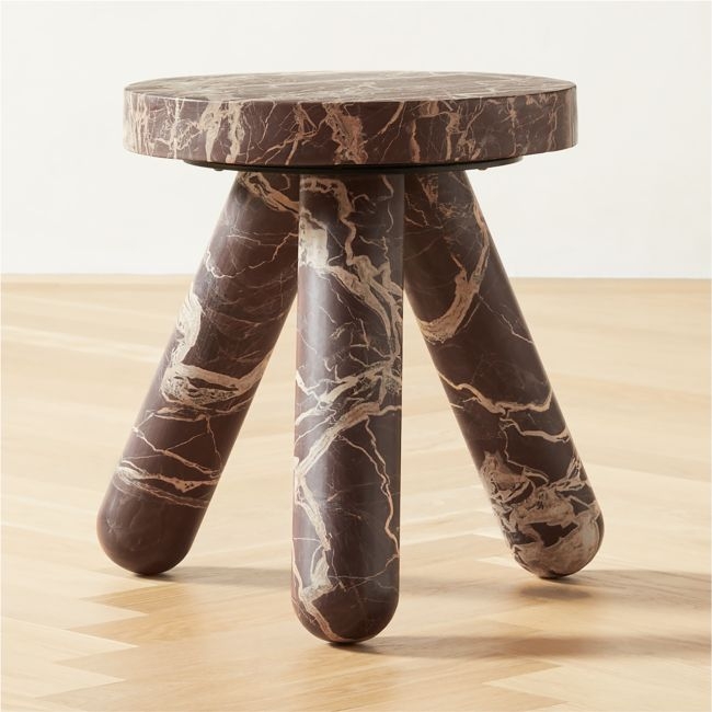 Jaxx Round Red Marble Side Table Tall - Image 0