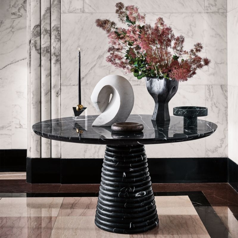 Taza 54" Round Black Marble Dining Table - Image 1