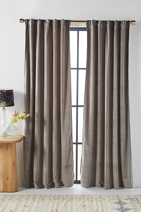 Velvet Louise Curtain By Anthropologie in Grey Size 108" - Image 0