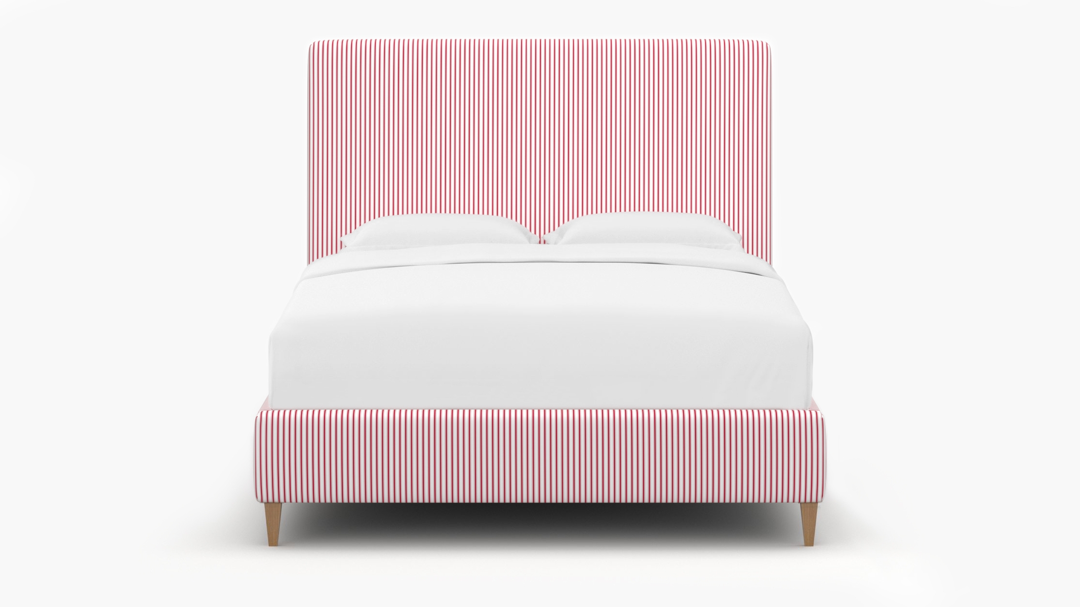 Classic Bed, Red Classic Ticking Stripe, Natural Square Tapered Leg, Full - Image 1