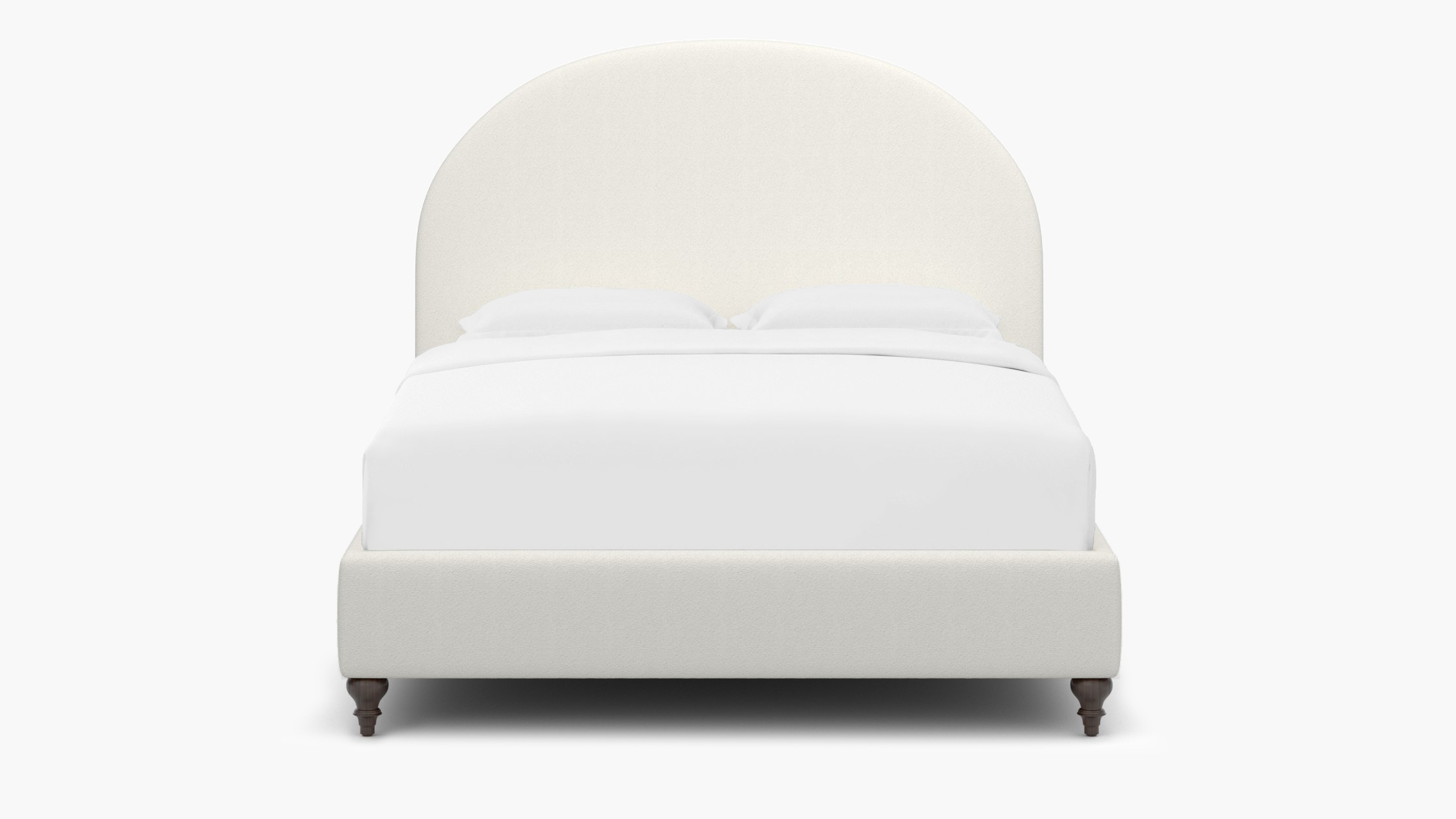 Demilune Bed, Snow Boucle, Espresso Traditional Turned Leg, King - Image 0