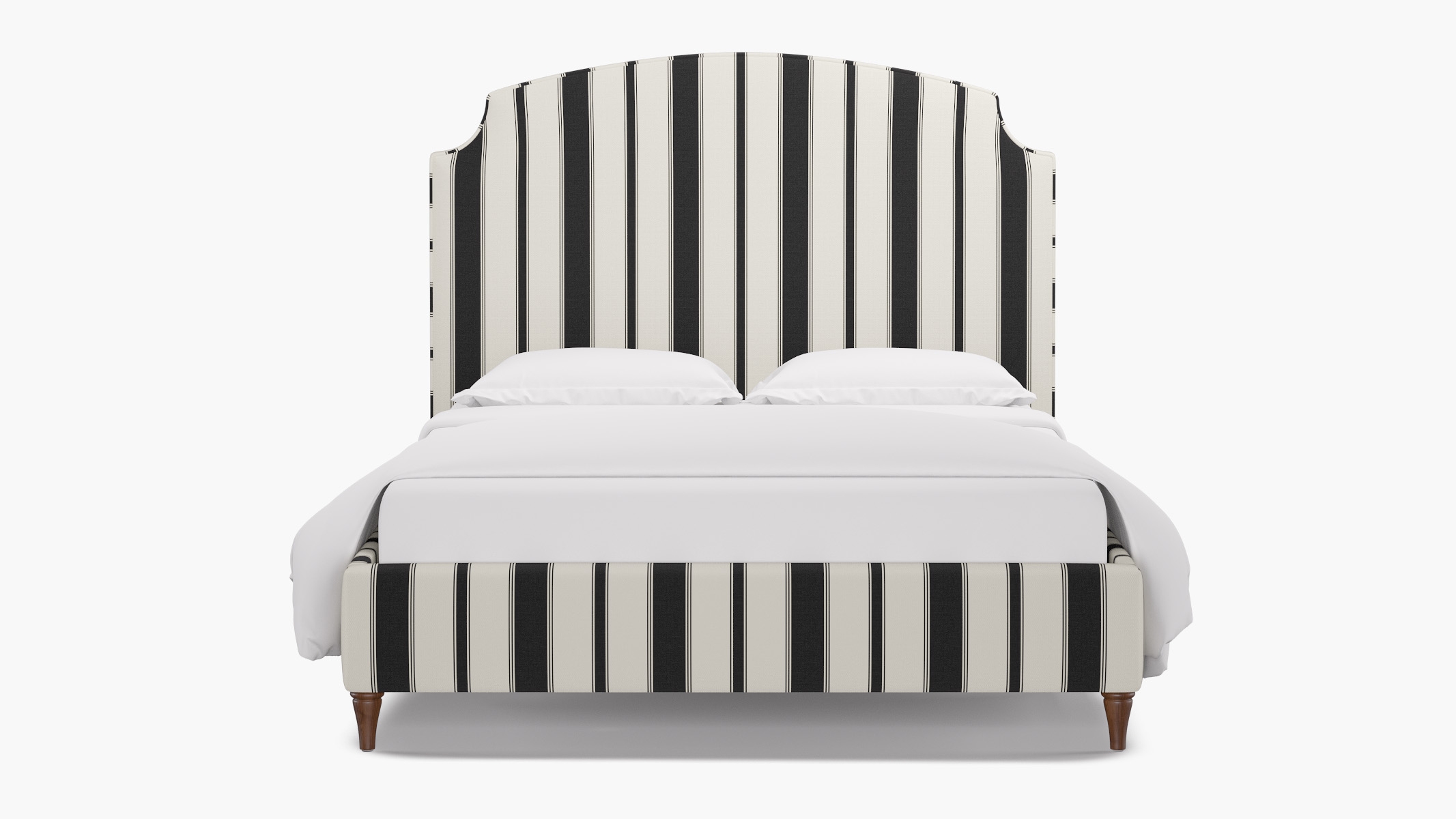 Cove Bed, Ink Clarence Stripe, Walnut Decorative Tapered Leg, King - Image 0
