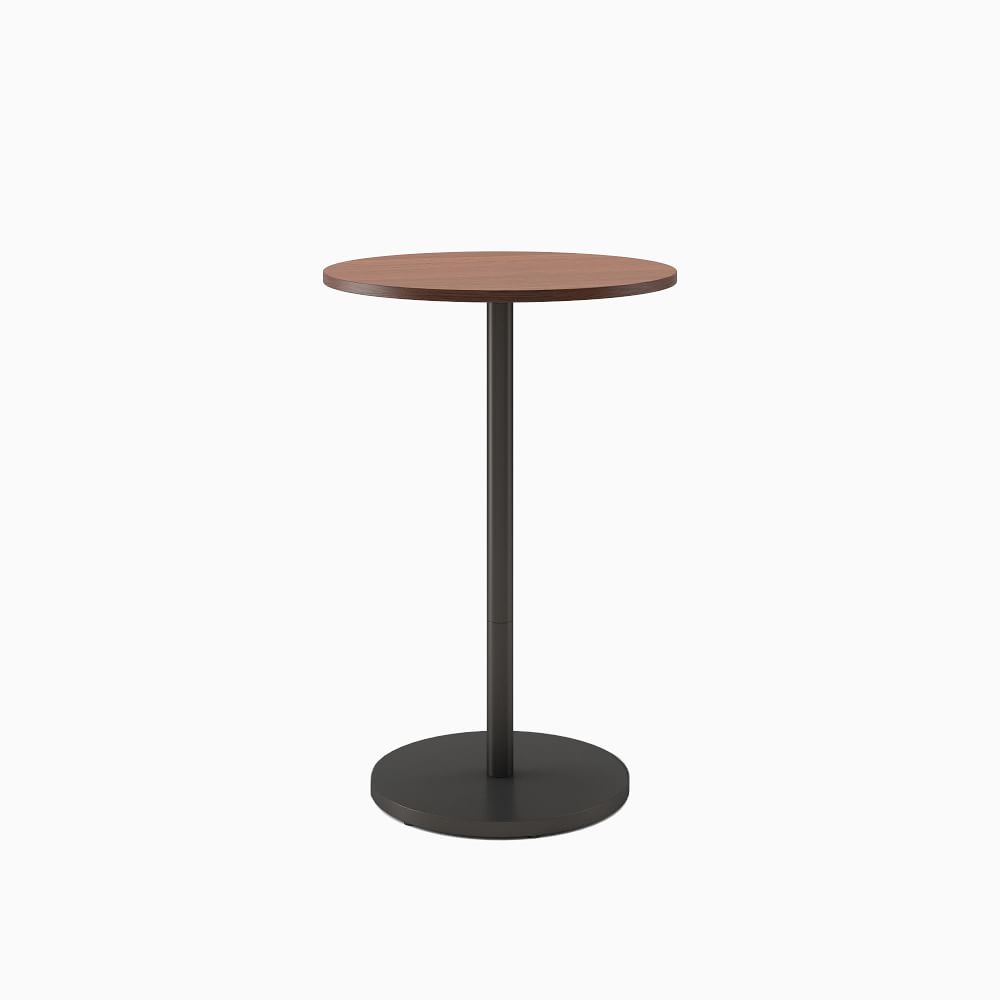 Restaurant Table, 30" Round W Sealer, Dark Walnut, Bar Ht Orbit Base, Bronze, Bronze - Image 0