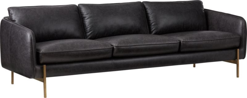 Hoxton 96.75" Black Leather Sofa. - Image 4