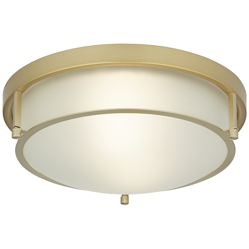Possini Euro Encina 13" Wide Gold and Frosted Glass Ceiling Light - Image 0