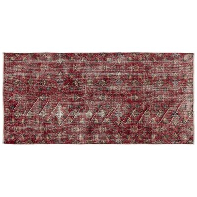 One-of-a-Kind Buckhorn Hand-Knotted 1960s Turkish Red/Off White 3'1'' x 6'6'' Area Rug - Image 0