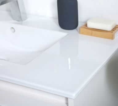 Luc Single Sink Floating Vanity Cabinet, 2 Door, White, 24" - Image 1