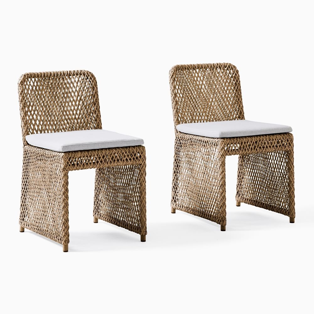 Coastal Dining Chair, Set of 2, All Weather Wicker, Natural - Image 0