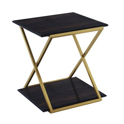 Westlake Dark Brown Veneer End Table With Brushed Gold Legs - Image 0