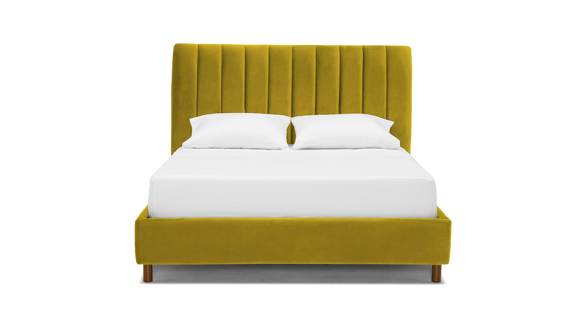 Yellow Lotta Mid Century Modern Bed - Bloke Goldenrod - Mocha - Cal King - Image 0