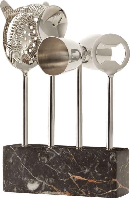 Cosmos Black Marble 4-Piece Bar Tool Set - Image 2