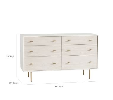 west elm x pbk Modernist Extra Wide Dresser, Winter Wood/White, Flat Rate - Image 2