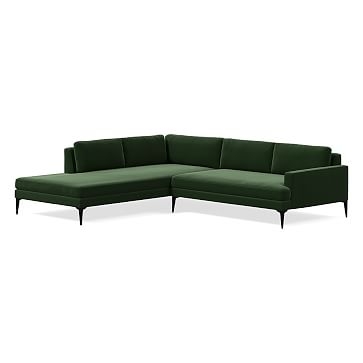 Andes Extra Deep Depth Set 34: XL Right Arm 2.5 Seater Sofa, XL Left Arm Terminal Chaise, Performance Velvet, Moss, Dark Pewter - Image 0