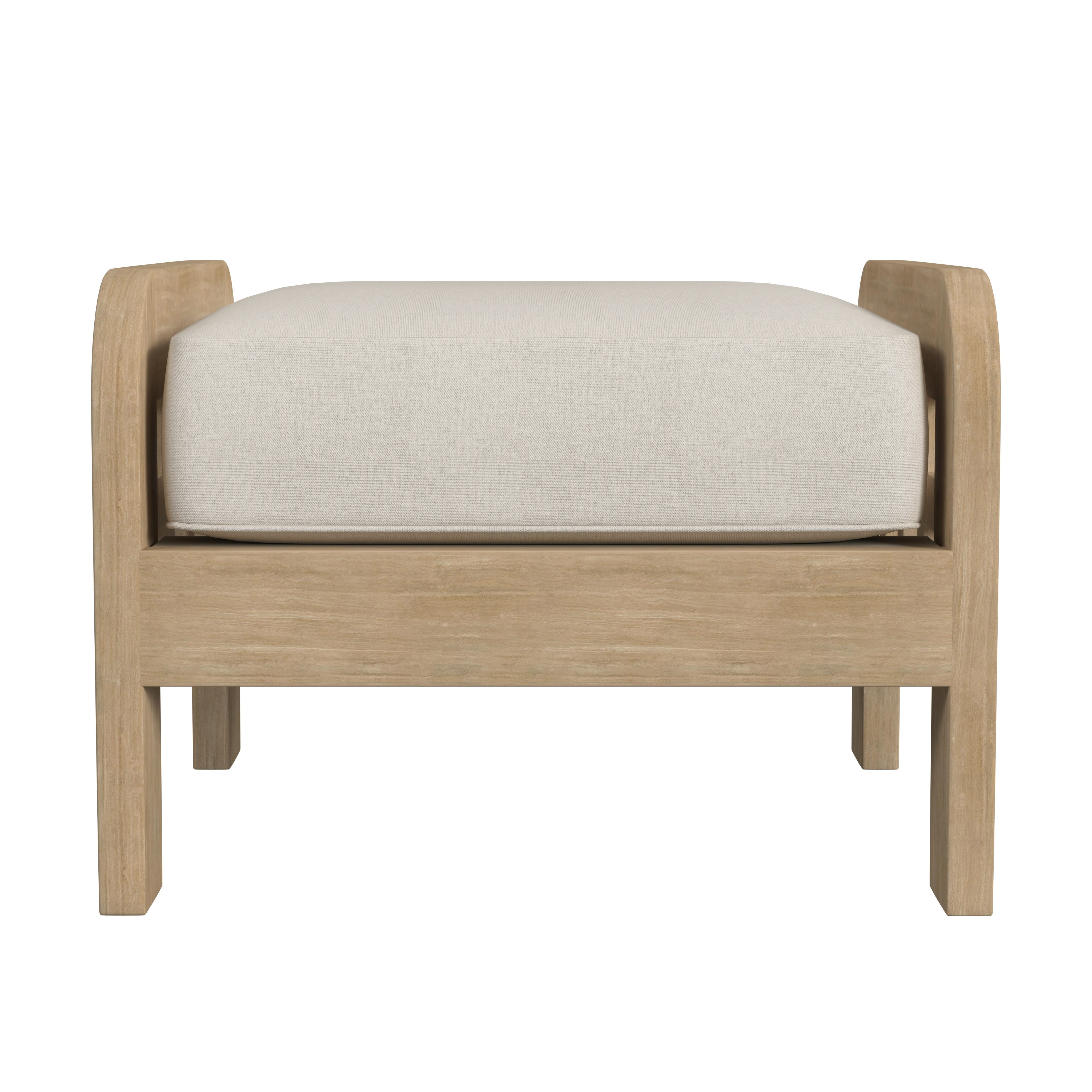 Monhegan Natural Teak Outdoor Ottoman - Image 2