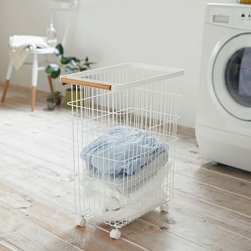 Tosca Slim Rolling Laundry Basket, White - Image 2