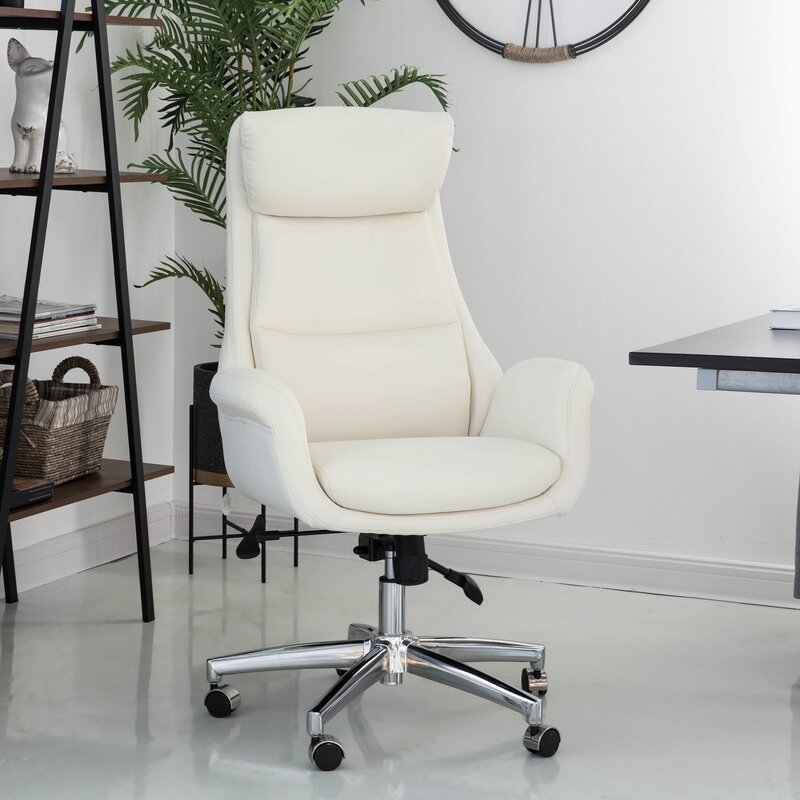 Harkness Ergonomic Faux Leather Executive Chair, Cream - Image 1