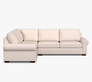 Big Sur Roll Arm Upholstered 3-Piece L-Shaped Corner Sectional, Down Blend Wrapped Cushions, Twill Cadet Navy - Image 2
