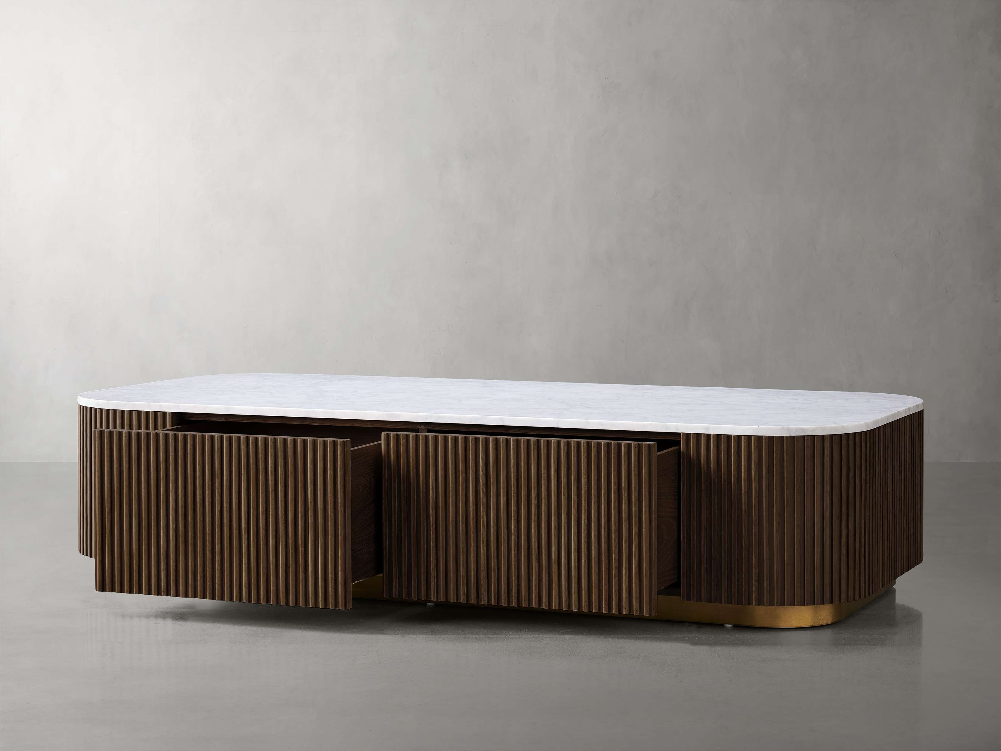 Finnley Storage Coffee Table in Stone Brown  Carrara/Mocha - Image 0