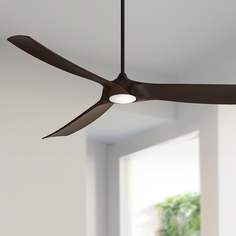 70" Casa Vieja Kona Wind Black-Walnut LED Damp Ceiling Fan with Remote - Image 0