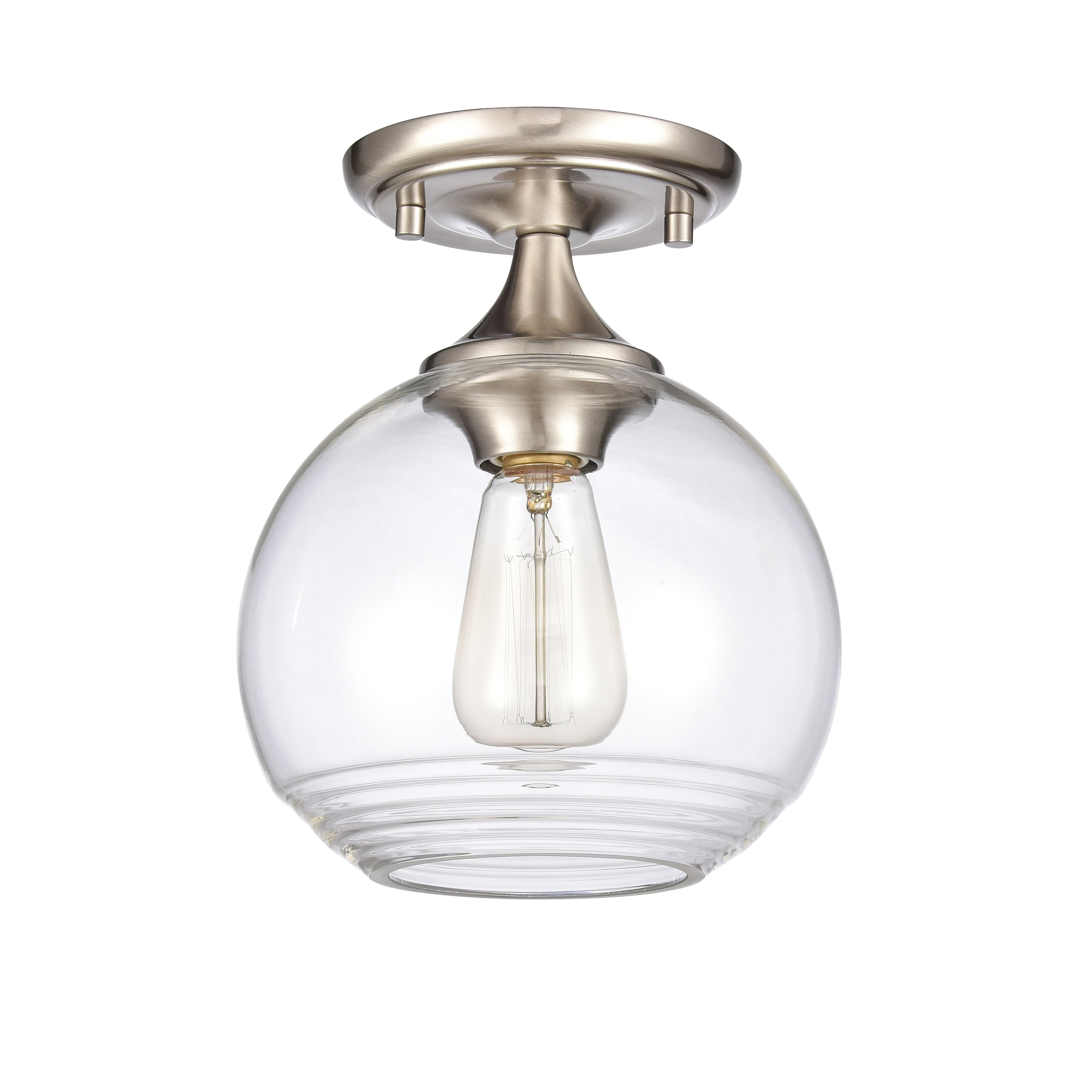 Angie 8'' Wide 1-Light Semi Flush Mount - Satin Nickel - Image 1