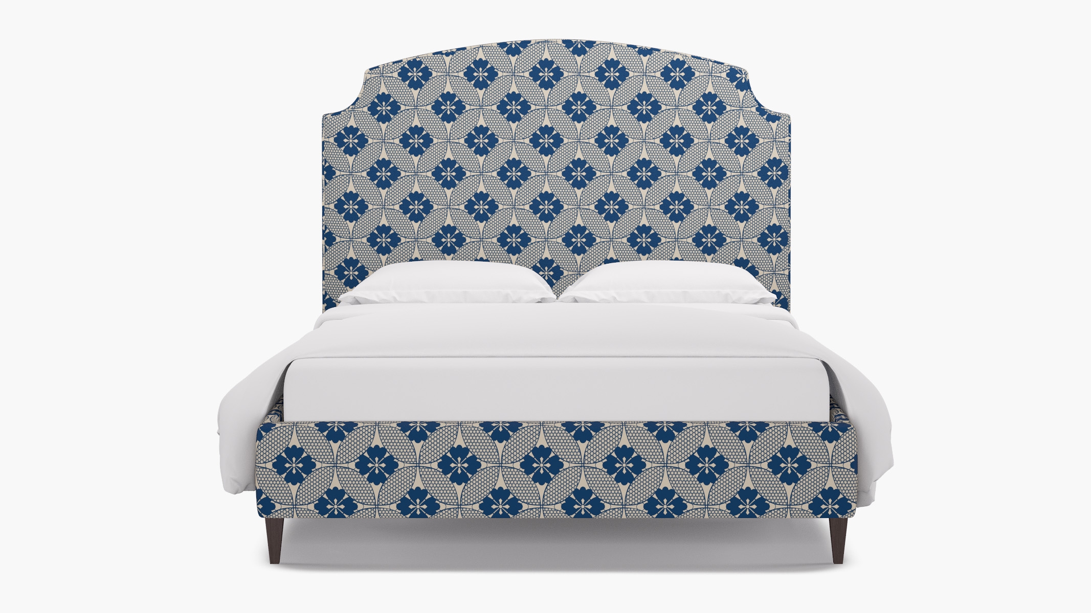 Cove Bed, Bright Navy Solaire, Espresso Square Tapered Leg, King - Image 0