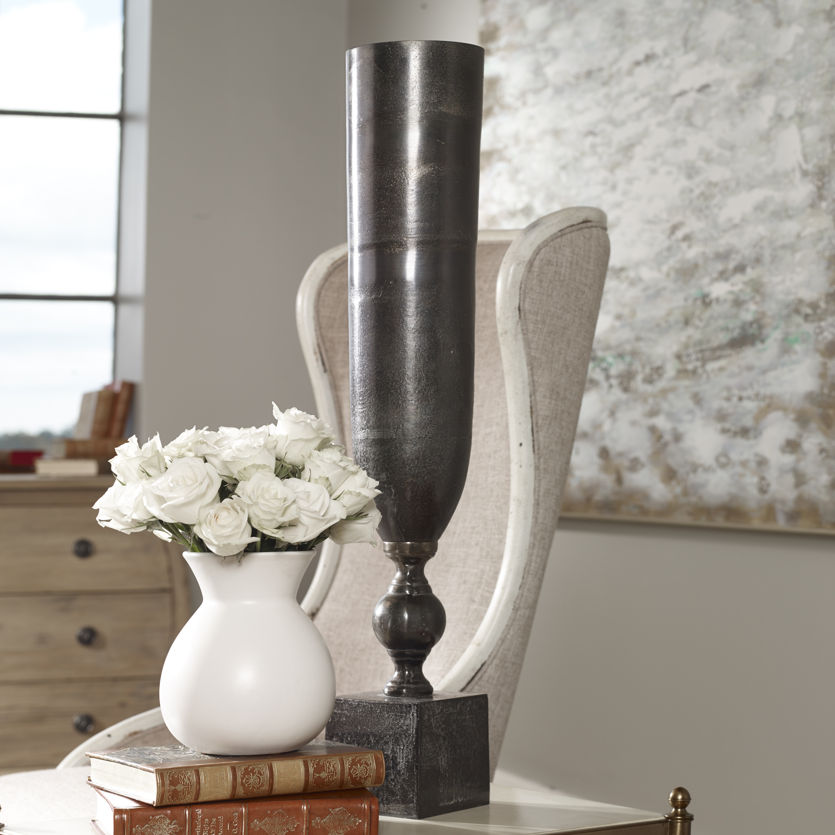 Kaylie Black Nickel Vase - Image 1