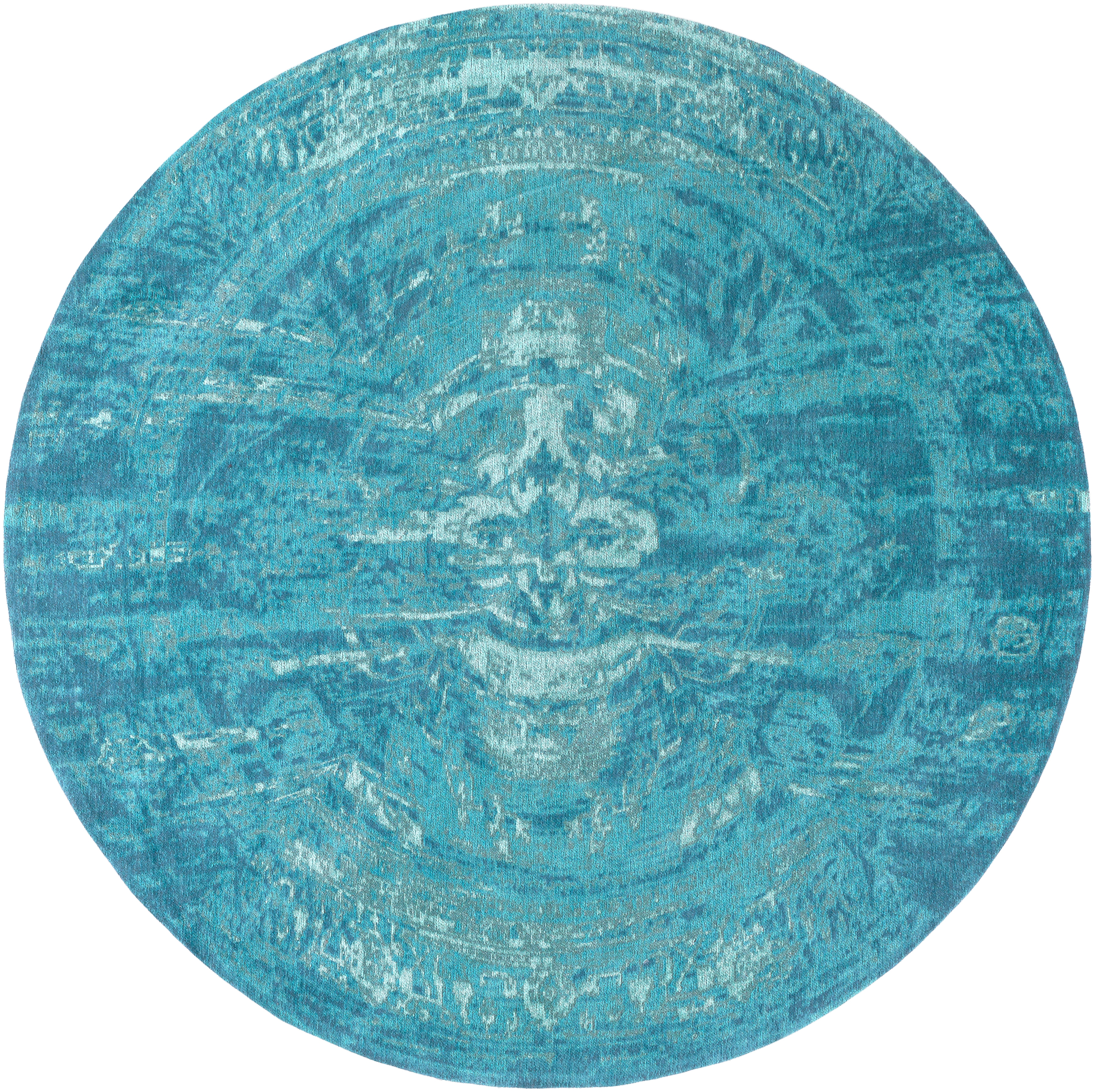 Elegant Blue Indoor 6' x 6' Handmade Rug - Image 0