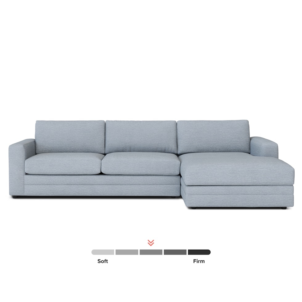Riley 118" Right Storage Sleeper Sectional - Silver Light Blue - Image 1