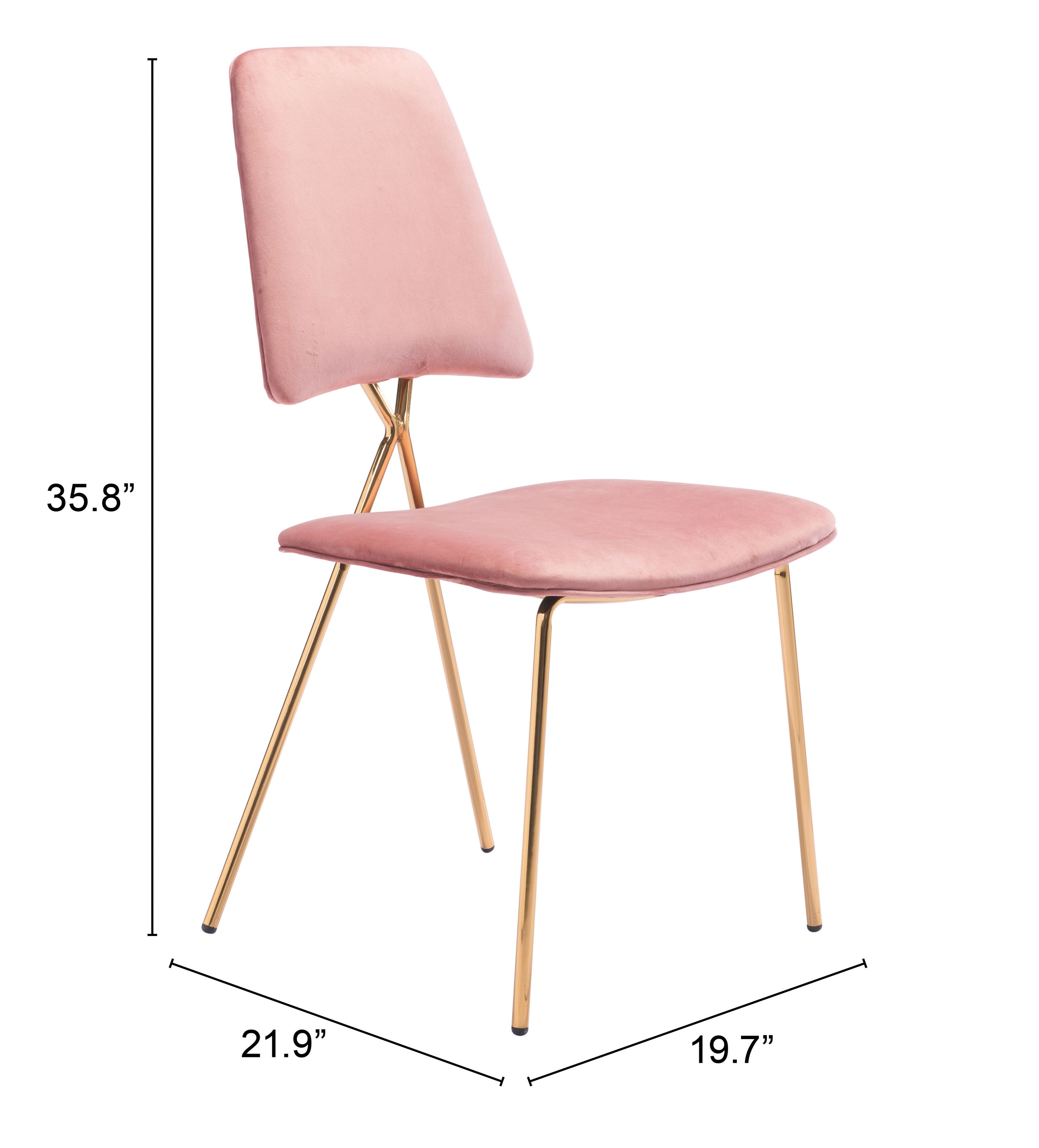 Chloe Dining Chair Pink & Gold (Set of 2) - Image 7