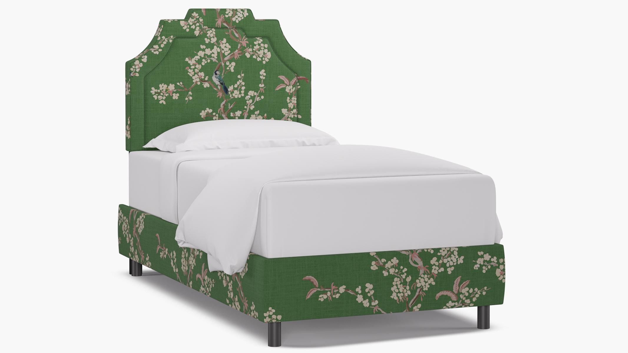 Art Deco Bed, Jade Cherry Blossom, Twin - Image 0