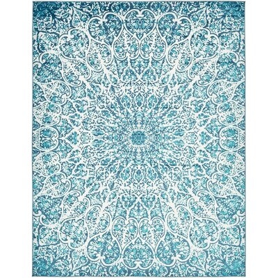Dyanni Collection Traditional Vintage Area Rug, 9' X 12', Turquoise/Ivory - Image 0