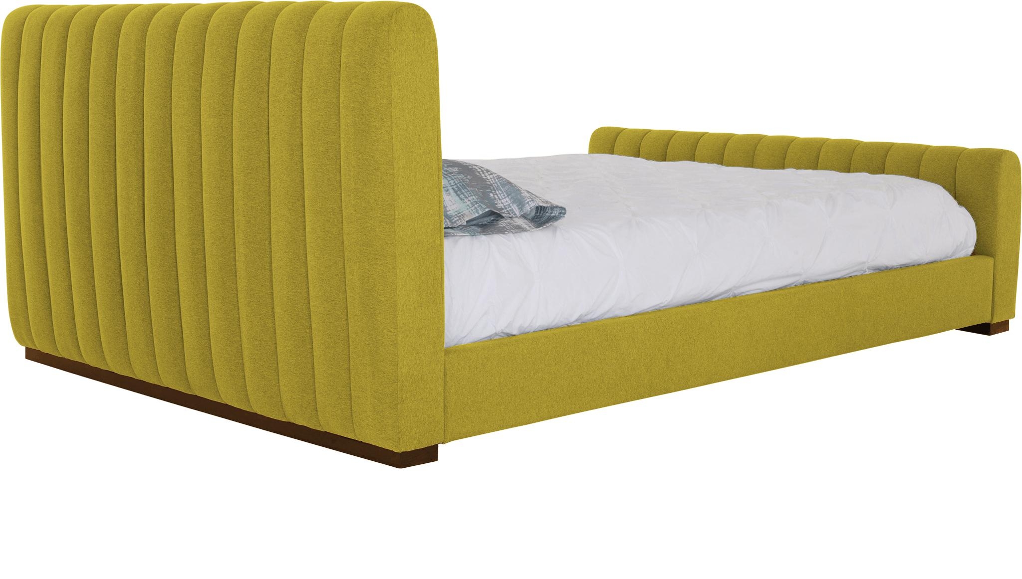 Yellow Camille Mid Century Modern Bed - Bloke Goldenrod - Mocha - Queen - Image 3