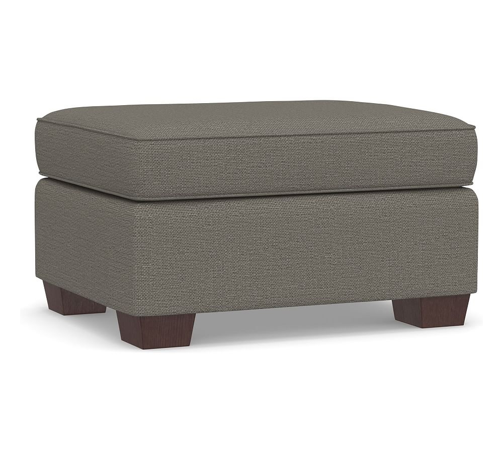 PB Comfort Upholstered Storage Ottoman, Polyester Wrapped Cushions, Chunky Basketweave Metal - Image 0