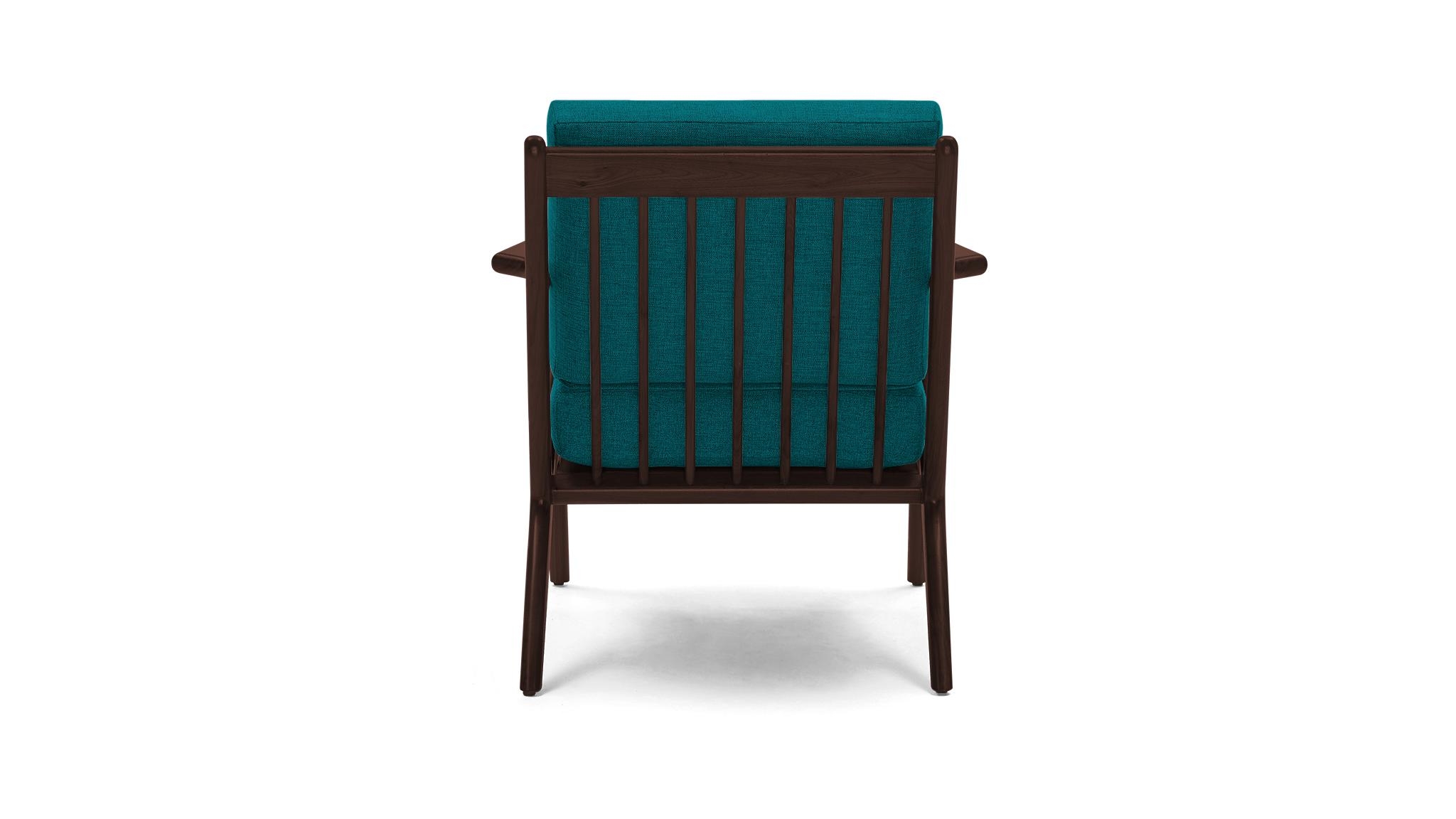 Blue Soto Mid Century Modern Chair - Lucky Turquoise - Walnut - Image 4