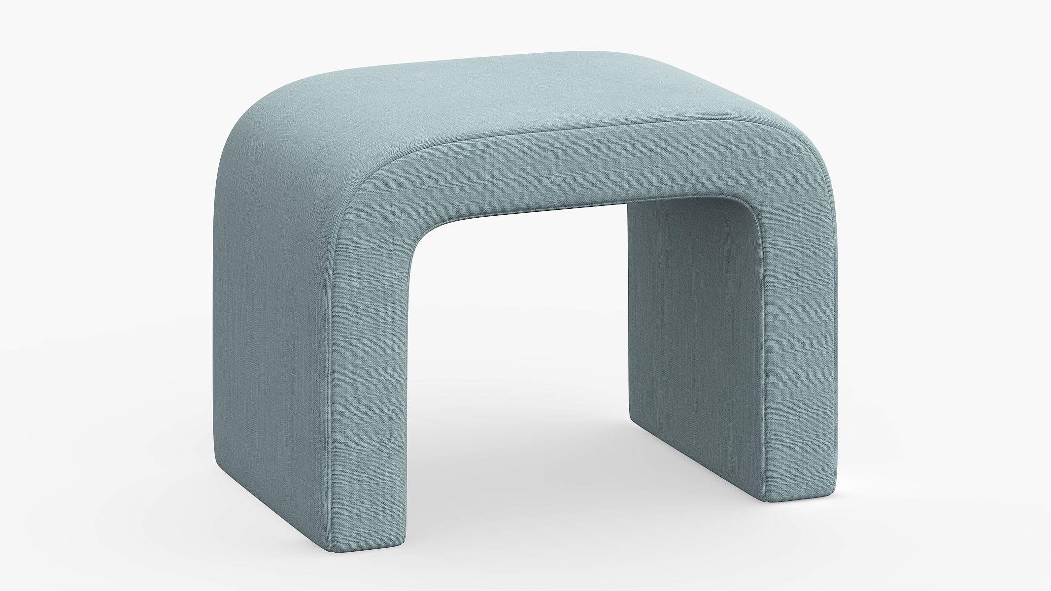 Waterfall Ottoman, Seaglass Everyday Linen - Image 0