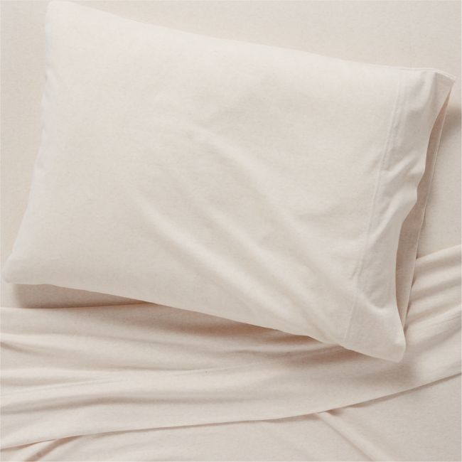 Comfy Tee Beige Organic Cotton Jersey Kids Twin Sheet Set - Image 0