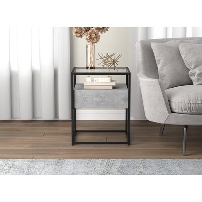 Evelino Glass Top Frame End Table with Storage - Image 0