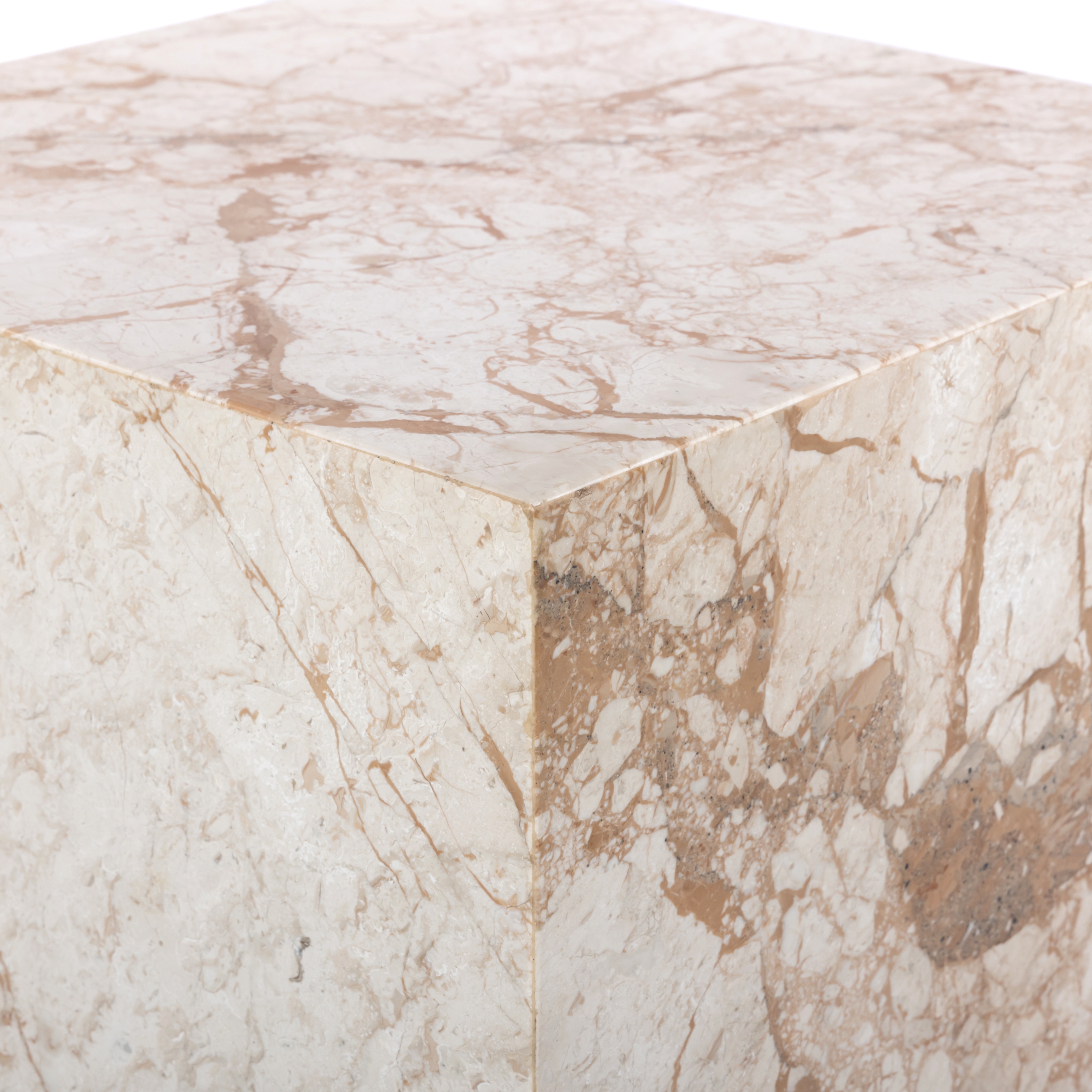 Modern Marble Plinth End Tbl-Desert Tpe - Image 2