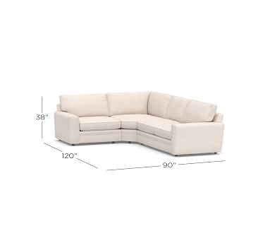 Pearce Square Arm Upholstered Left Arm 3-Piece Wedge Sectional, Down Blend Wrapped Cushions, Performance Boucle Pebble - Image 3