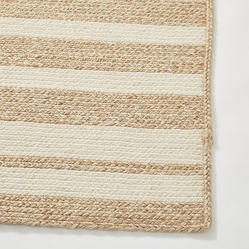Woven Cable Stripe All Weat Rug, 8'x10', Black - Image 1