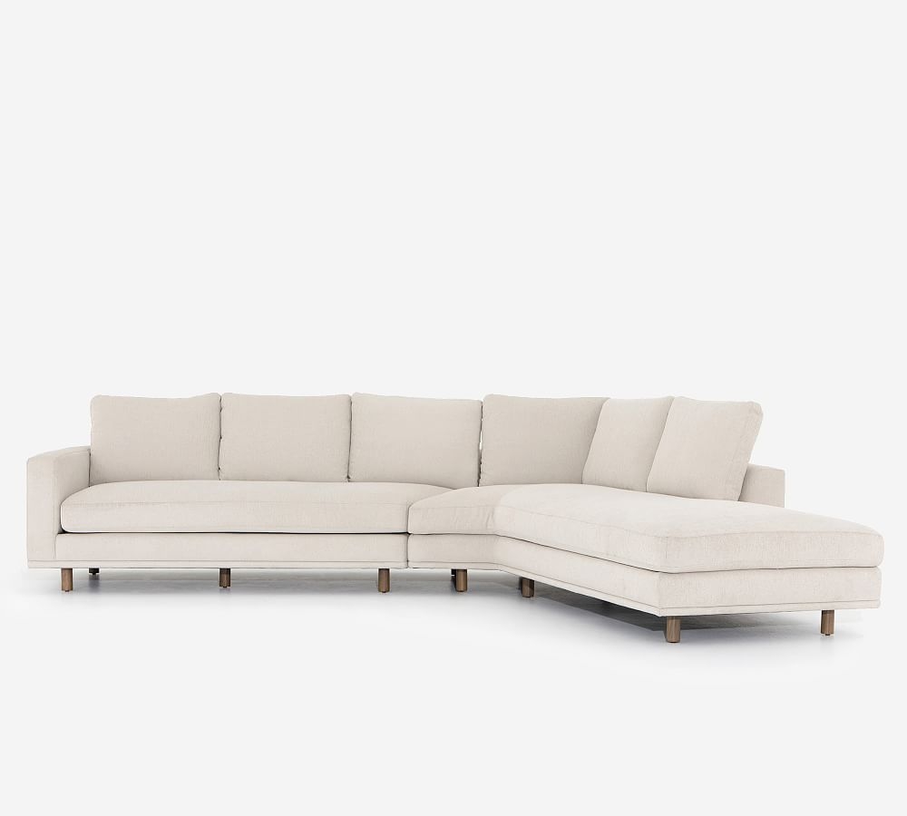Anderson Upholstered Left Sofa Return Bumper Sectional, Polyester Wrapped Cushions, Bonell Ivory - Image 0