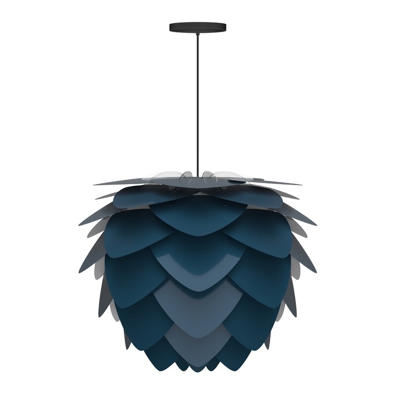 Aluvia 1 - Light Statement Geometric Pendant Base Finish: Black, Shade Color: Blue, Size: 18.9" H x 23.3" W - Image 0