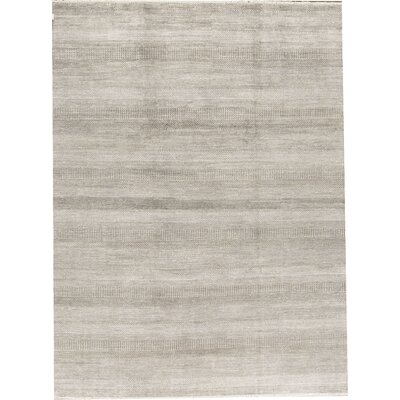 Striped Hand-Knotted Gray Area Rug - Image 0