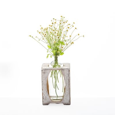 White 11" Wood Table Vase - Image 1