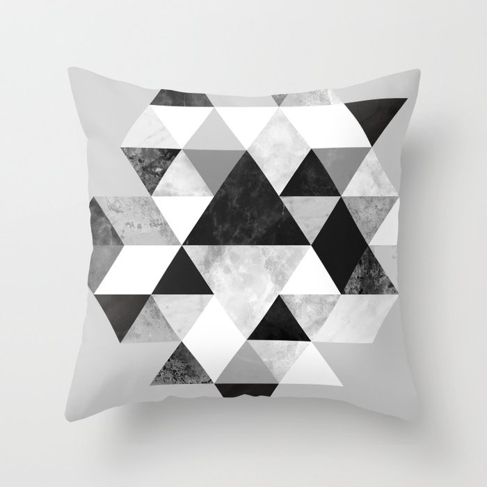 Graphic 202 Black And White Throw Pillow by Mareike BaPhmer - Cover (24" x 24") With Pillow Insert - Indoor Pillow - Image 0