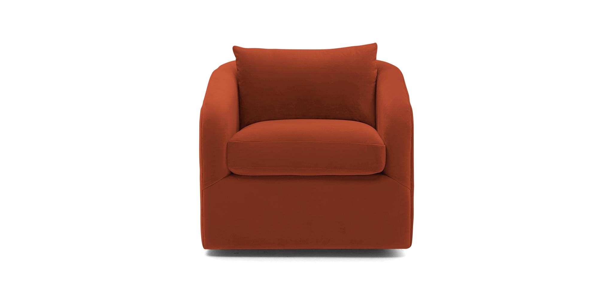 Orange Amelia Mid Century Modern Swivel Chair - Sorrento Coral  - Image 0