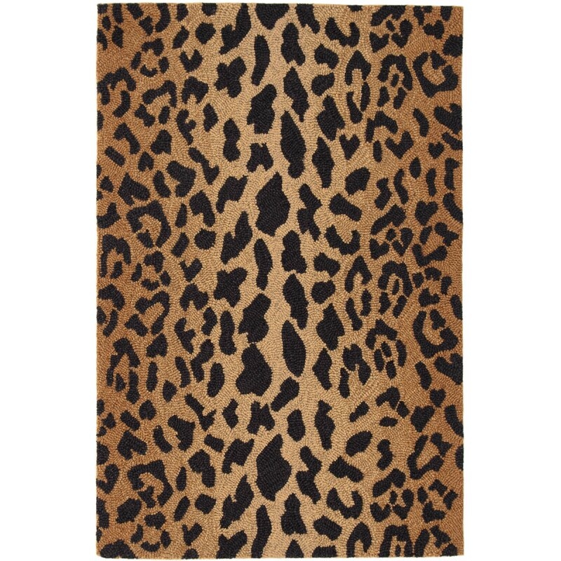Dash and Albert Rugs Leopard Animal Print Handmade Hooked Wool Brown/Black Area Rug - Image 0