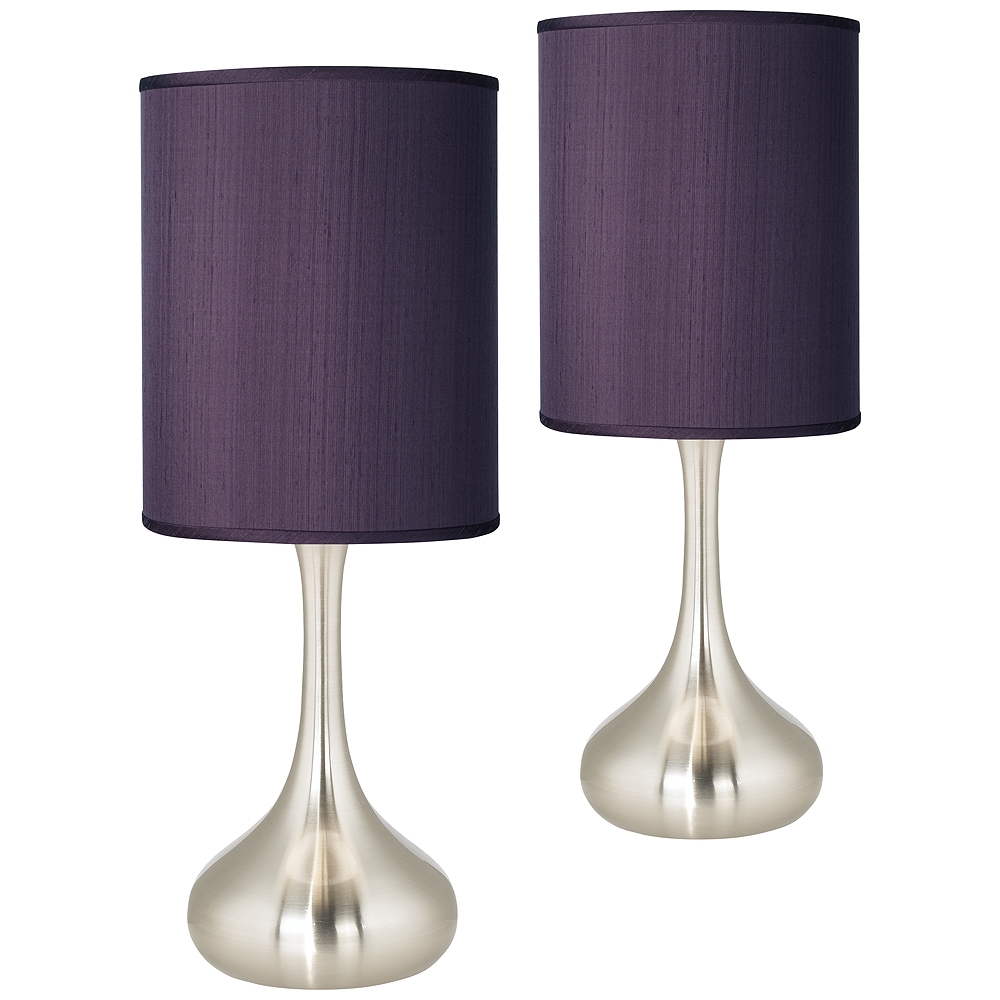 Possini Euro Droplet 23 1/2" Eggplant Purple Table Lamps Set of 2 - Image 0