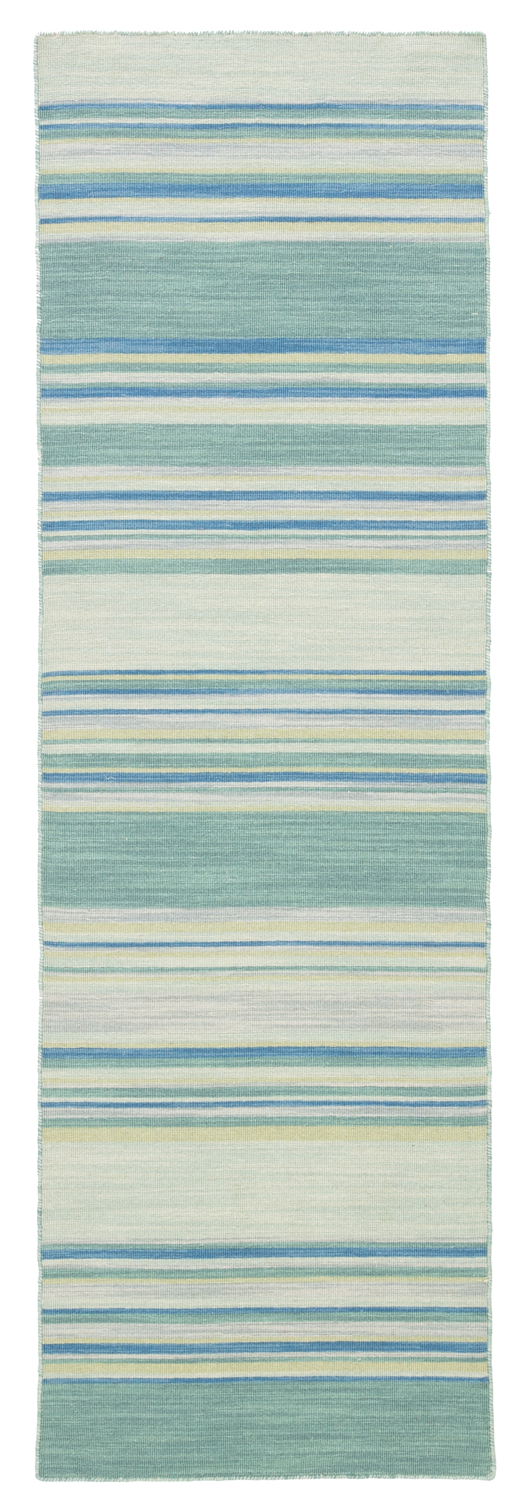 Kiawah Handmade Stripe Blue/ Turquoise Runner Rug (2'6" X 8') - Image 0